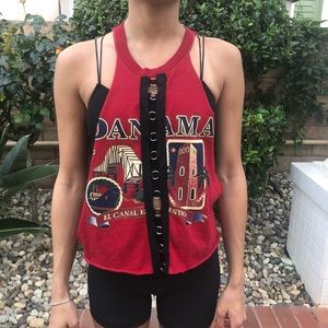 LF FURST OF A KIND PANAMA GRAPHIC CUT OFF TANK